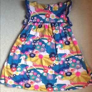 Mini Boden 2-3Y Cotton Rainbows & Unicorns Dress